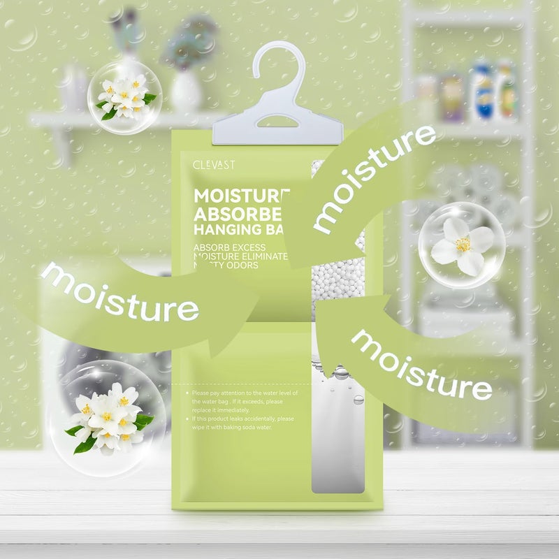 CLEVAST Moisture Absorbers Packets 10 Pack, Dehumidifier Bags for Closet, Scented Hanging Humidity Absorber in Wardrobes, Bedrooms, Bathrooms (Jasmine) - Image 5